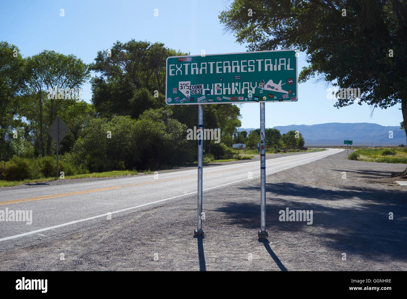 Extraterrestrial Highway Zeichen in der Nähe von Area 51. Nevada. USA Stockfoto