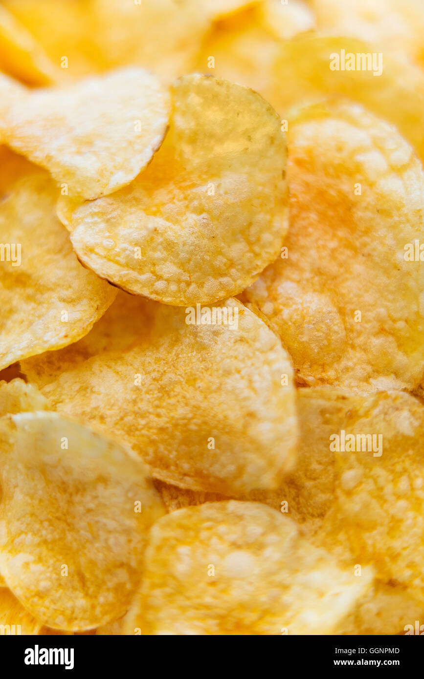 Haufen von Kartoffel-chips Stockfoto