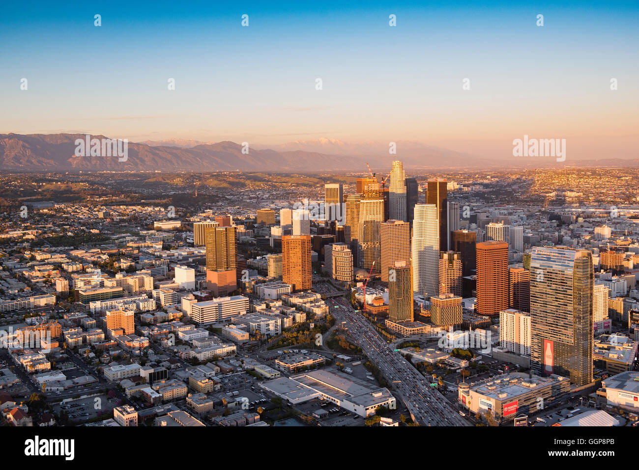 Luftaufnahme von Los Angeles Stadtbild, Kalifornien, Vereinigte Staaten Stockfoto