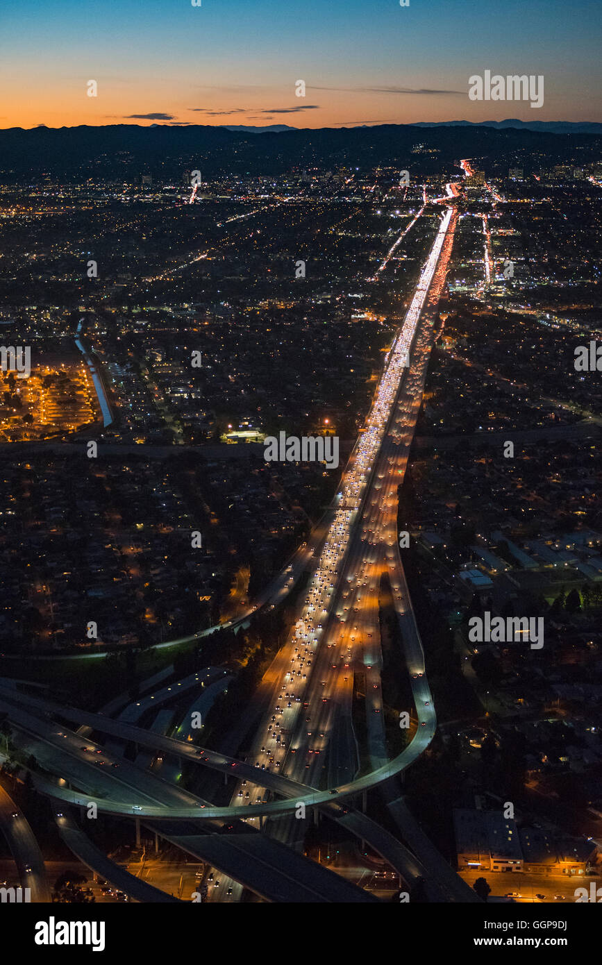 Luftaufnahme des Highway in Los Angeles Stadtbild, Kalifornien, Vereinigte Staaten Stockfoto