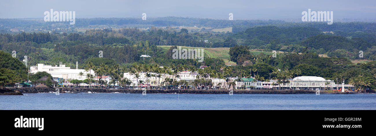 Der Panoramablick von Hilo Kurort (Hawaii). Stockfoto