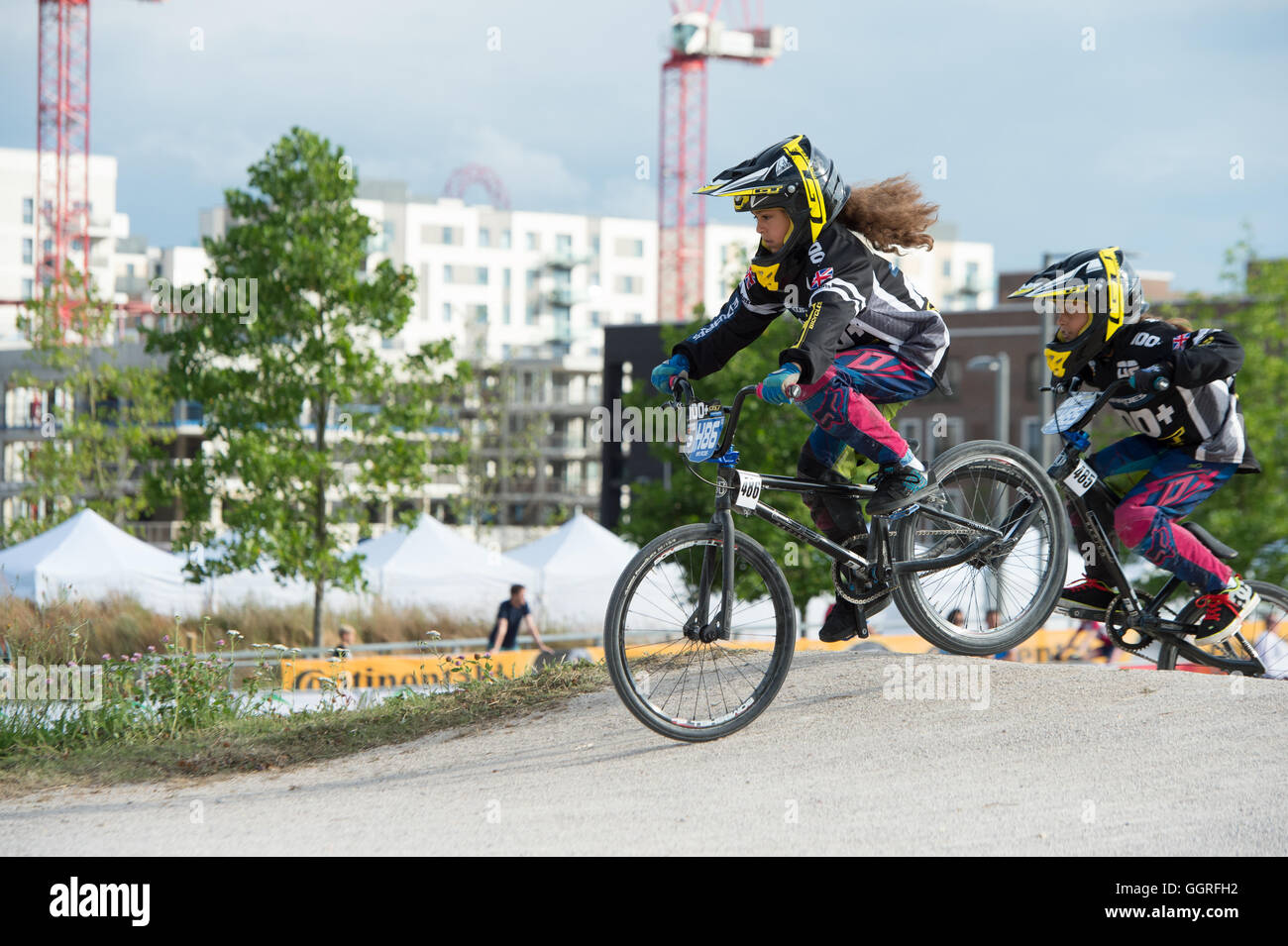 BMX-Aktion bei RideLondon 2016 in Lee Valley Velo Park Stockfoto