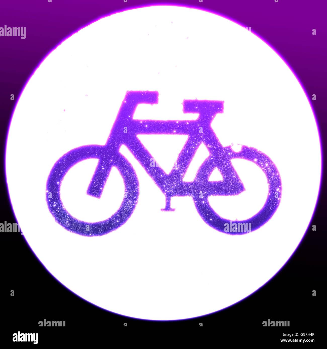 Famous humorvolle Zitate Serie: leuchtende Neon-Fahrrad-Schild. Stockfoto