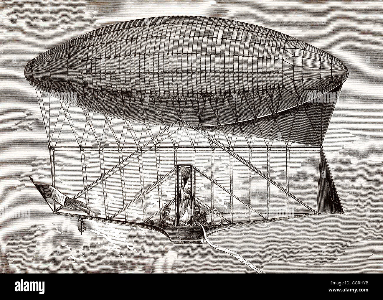 Die schiffbaren Ballon entwickelt von Stanislas Charles Henri Dupuy de Lôme, ein französischer Schiffbauingenieur, 1872 Stockfoto