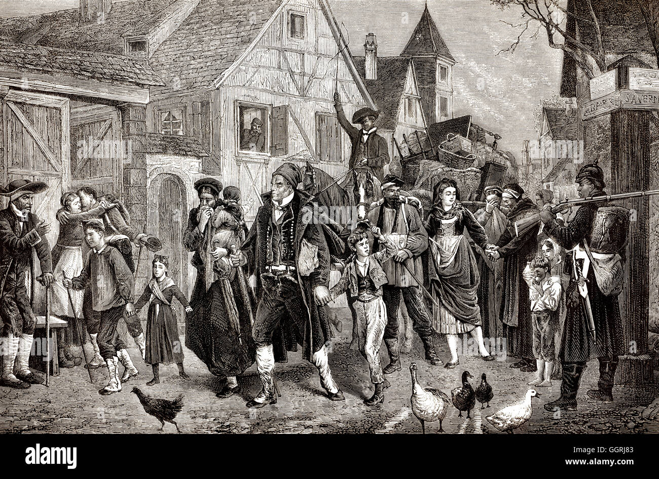 Eine Familie aus dem Elsass, Emigration nach Frankreich, 1872 Stockfoto