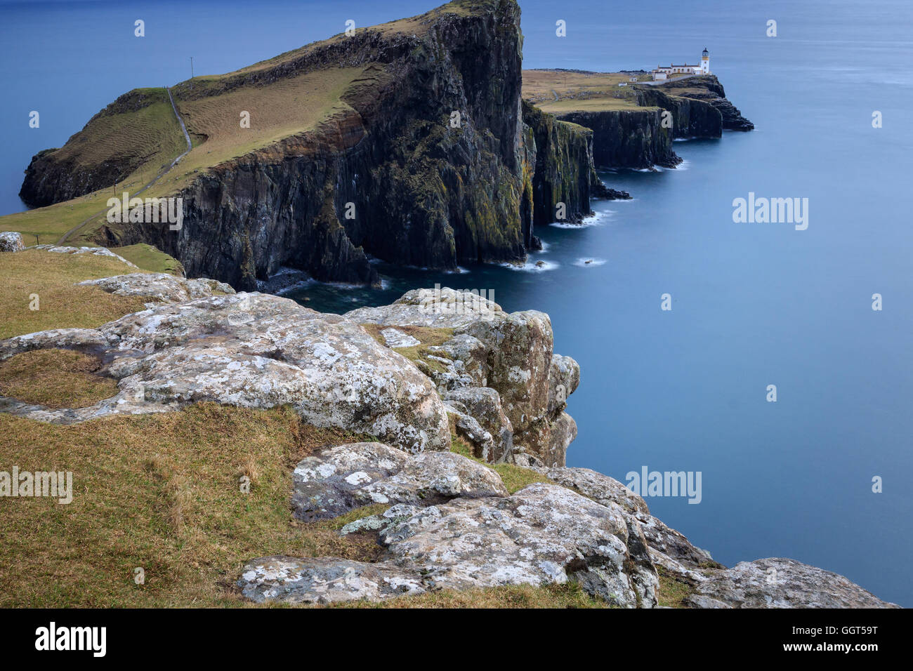 Landschaftlich Point Lighthouse Isle Of Skye, Schottland Stockfoto