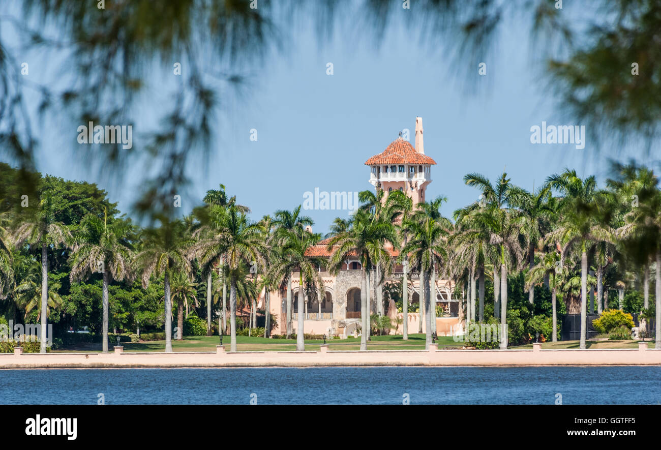 Mar-a-Lago ist ein Wahrzeichen Palm Beach Estate erbaut in den 1920er Jahren von Marjorie Merriweather Post und derzeit im Besitz von Präsident Donald Trump. Stockfoto