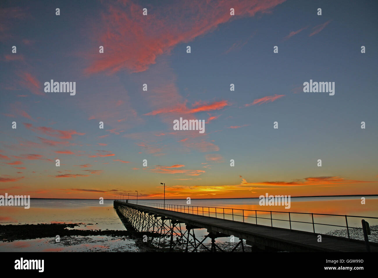 Ceduna Pier bei Sonnenuntergang Stockfoto