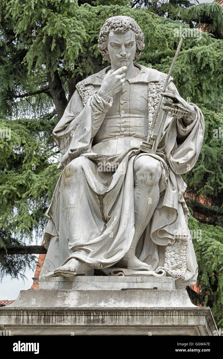 Italien, Evangelista Torricelli Steinstatue in Faenza. Stockfoto