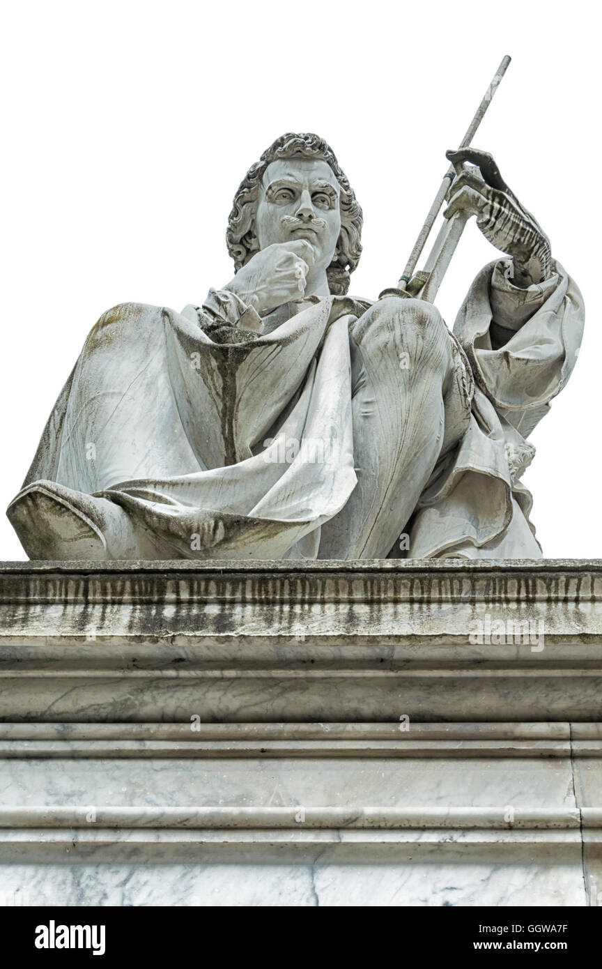 Italien, Evangelista Torricelli Steinstatue in Faenza. Stockfoto