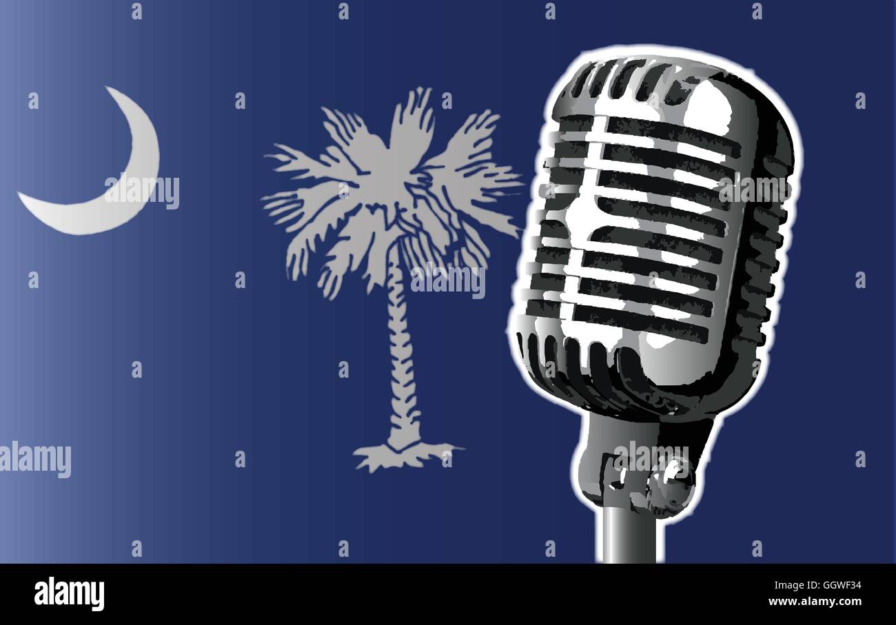 Der Bundesstaat South Carolina Flagge mit einem traditionellen Stil-Mikrofon Stock Vektor