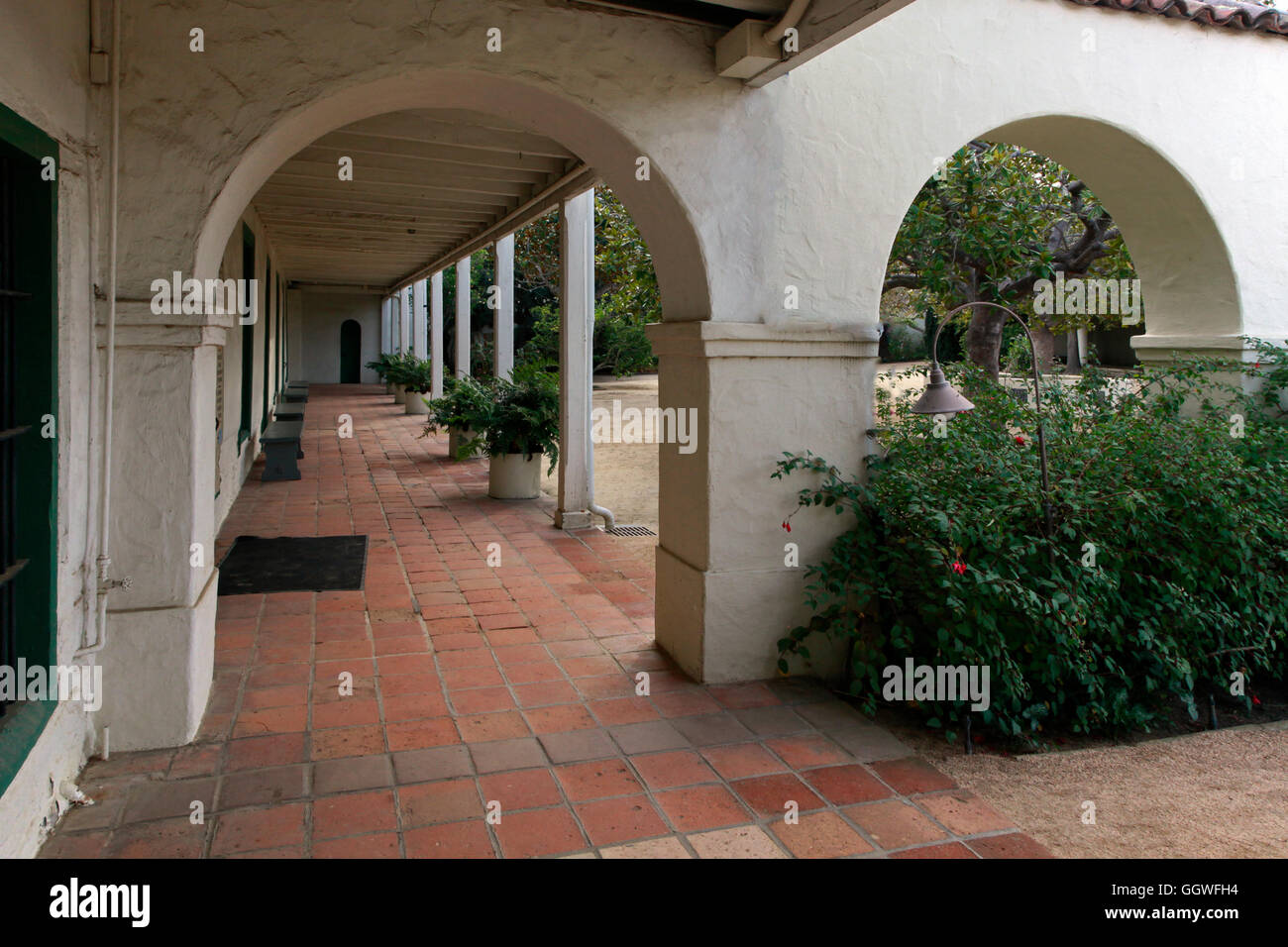 Der Innenhof des historischen Hauses PACIFIC - MONTEREY, Kalifornien Stockfoto