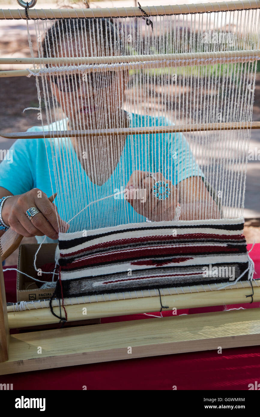 Ganado, Arizona - ein Schaf, Wolle und Werkstatt für Weberei am Hubbell Trading Post auf der Navajo-Nation. Stockfoto