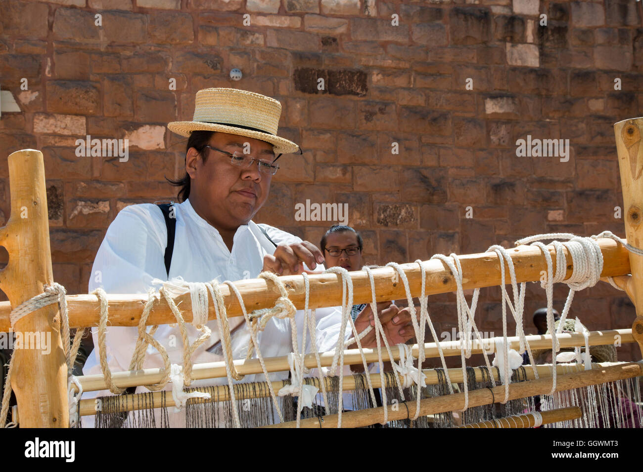 Ganado, Arizona - ein Schaf, Wolle und Werkstatt für Weberei am Hubbell Trading Post auf der Navajo-Nation. Stockfoto