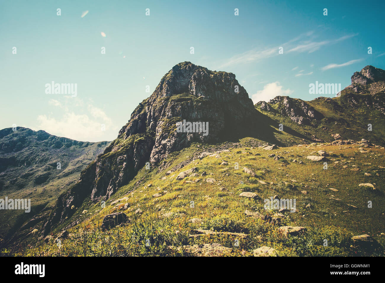 Rocky Mountains Landschaft mit blauem Himmel Sommer Reisen heiteren Blick Stockfoto