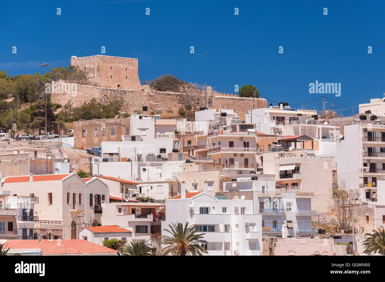 Die alte Festung am Meer port Stadt Sitia auf der griechischen Insel Kreta. Stockfoto