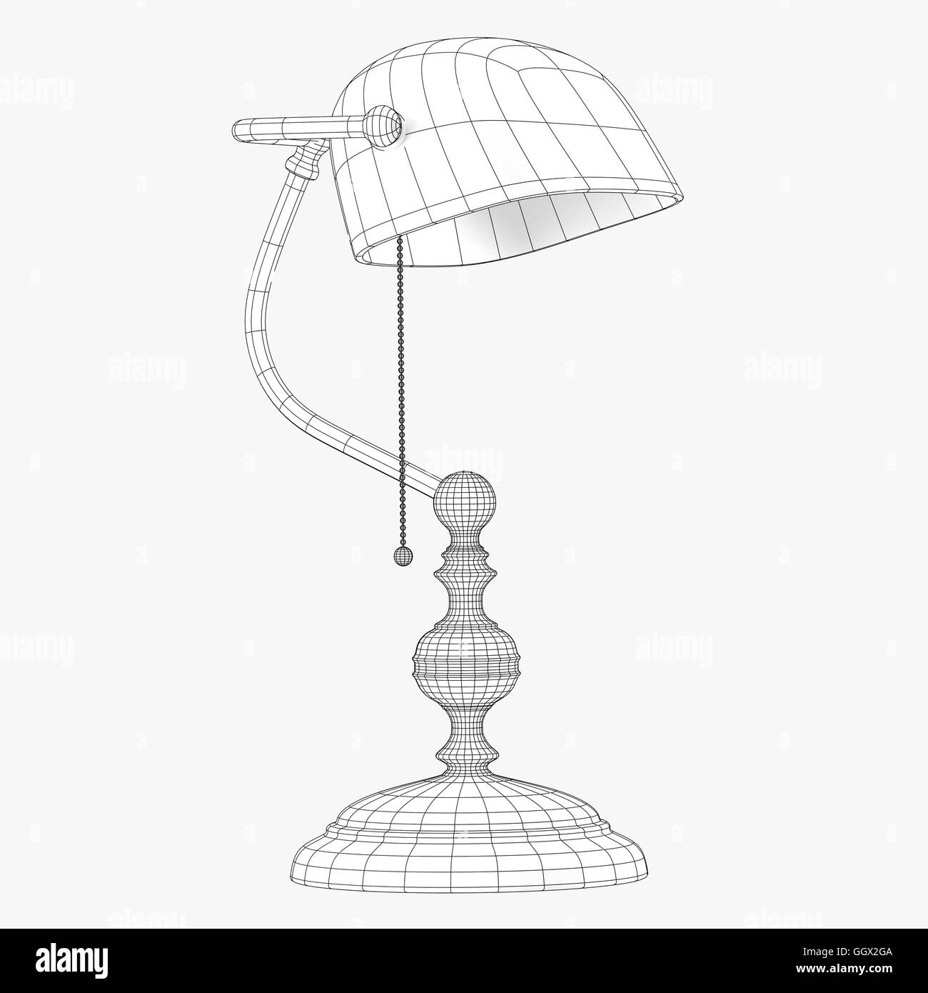 alte Lampe Drahtmodell in schwarz / weiß Stockfoto