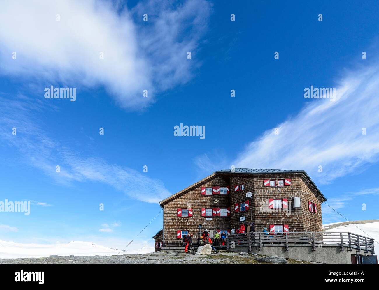 Nationalpark Hohe Tauern, Hohe Tauern: Berghütte Oberwalderhütte, Österreich, Kärnten, Carinthia, Stockfoto