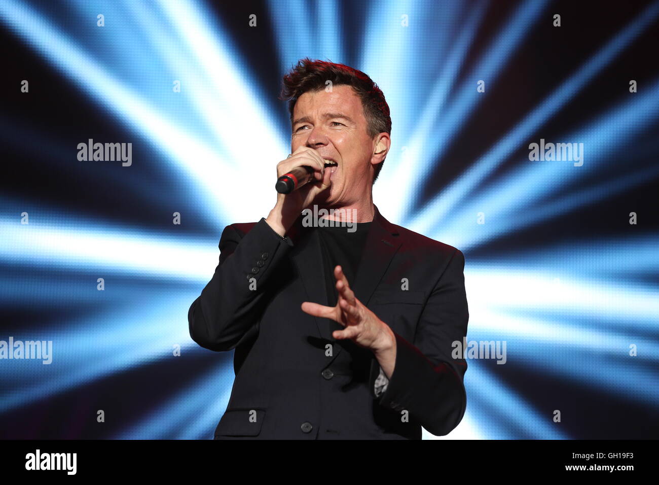 Siddington, Cheshire, UK. 7. August 2016. Rick Astley tritt am Rücklauf Festival Nord in Capesthorne Hall, in der Nähe von Macclesfield. Bildnachweis: Simon Newbury/Alamy Live-Nachrichten Stockfoto