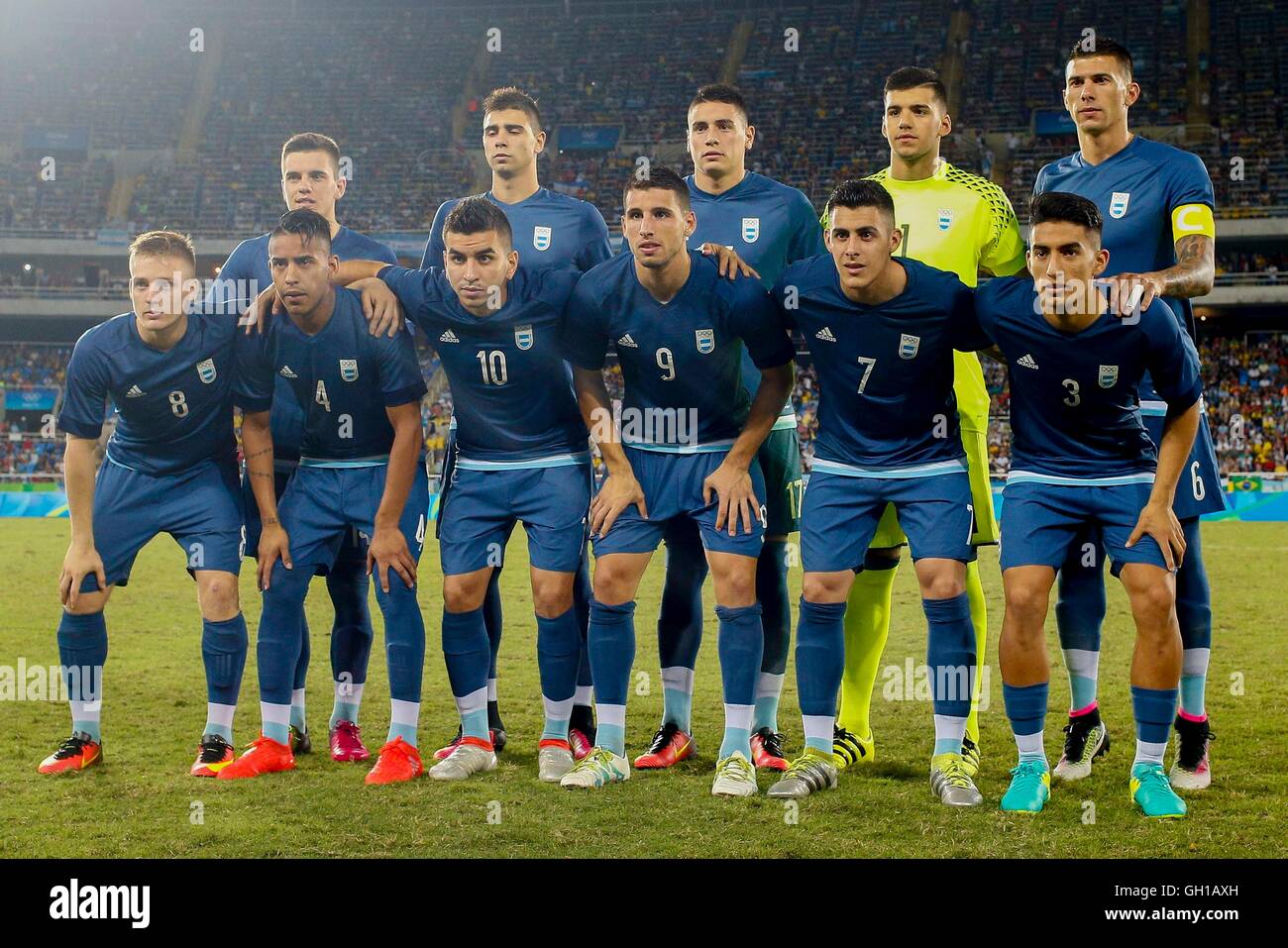 Rio De Janeiro, Brasilien. 7. August 2016. Olympische Spiele 2016 Fußball  RJ - Auswahl von Argentinien in der Auseinandersetzung zwischen Argentinien  (ARG) und Algerien (AGL) Gruppe D Olympischen Männer &#39; s FootbRll