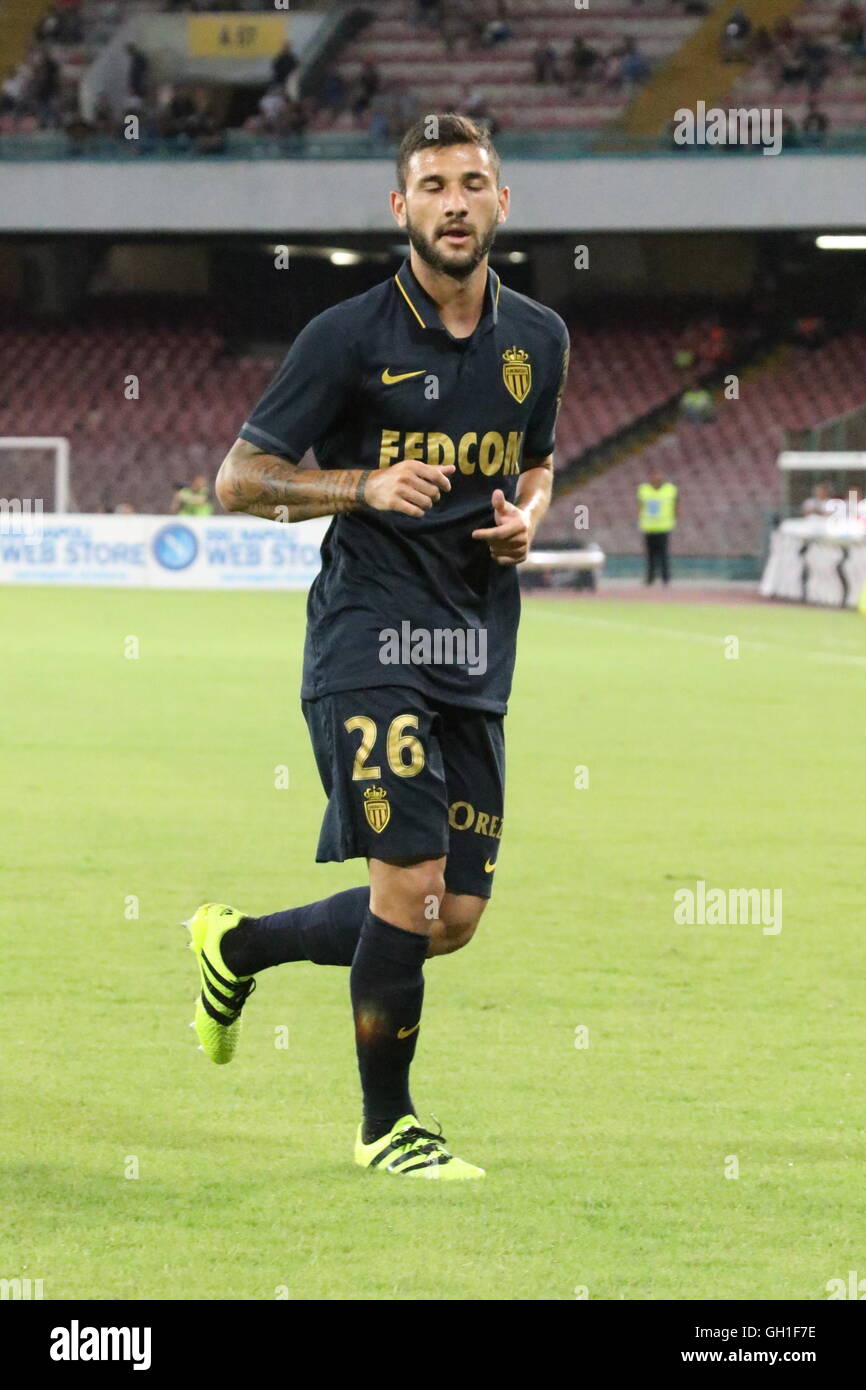 Napoli, Italien. 7. August 2016. Gabriel Boschilia (MONACO) während Fußball-match zwischen SSC Napoli und Monaco im Stadio San Paolo in Napoli Kamehameha Ergebnis Napoli vs. Monaco 5-0 Credit: Salvatore Esposito/Alamy Live News Stockfoto