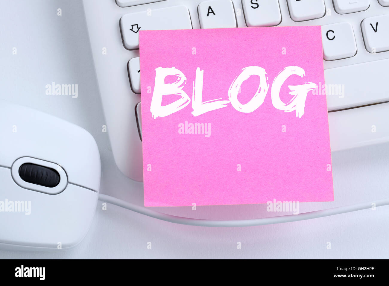 Blog schreiben Blogger Online-Konzept-Büro-Computer-Tastatur Stockfoto