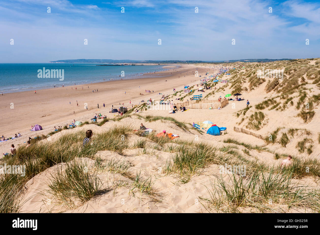 Der Strand in Camber Sands, Rye, Sussex, England, GB, UK. Stockfoto