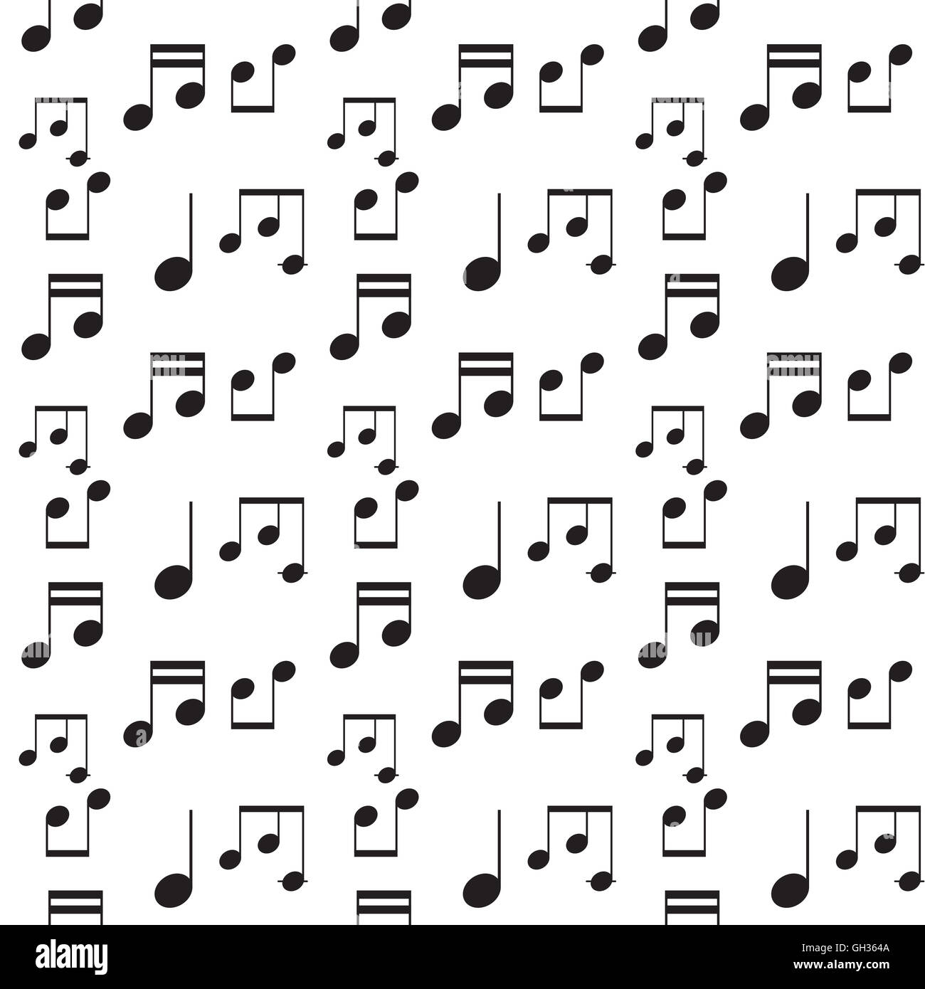 Monochrome Musik Kunst Musterdesign. Musik Hinweis Vektor, Abbildung des sound-Kulisse Stockfoto