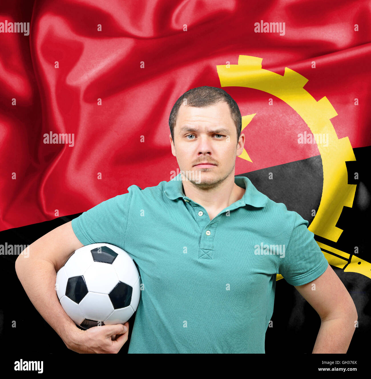 Stolz auf Fußball-Fan von Angola Stockfoto