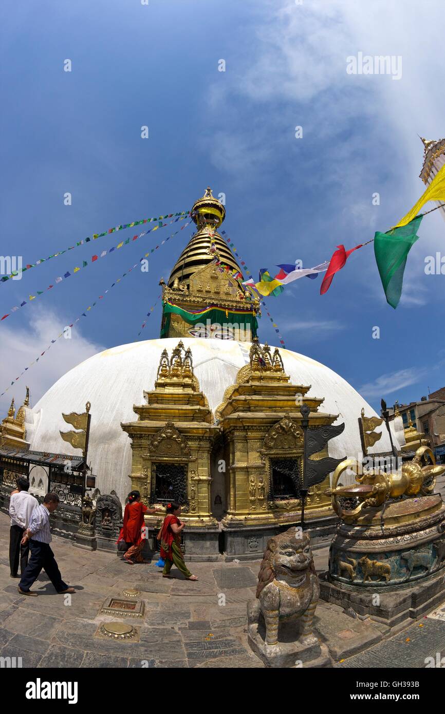 Swayambhunath Stupa oder Monkey Tempel, Kathmandu, Nepal, Asien Stockfoto