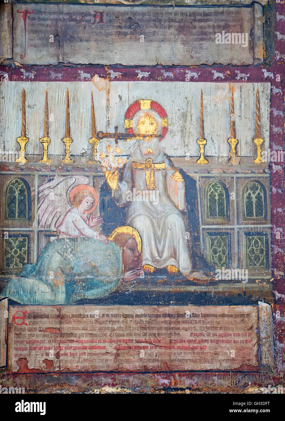 Alte Fresken in der Westminster Abbey in London, Großbritannien Stockfoto