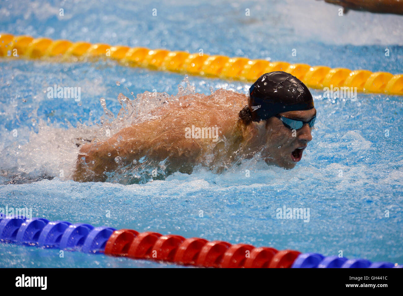 London 2012 - Olympiade: schwimmen.  Herren 200 m Schmetterling - Halbfinale.     Michael Phelps (USA) Stockfoto