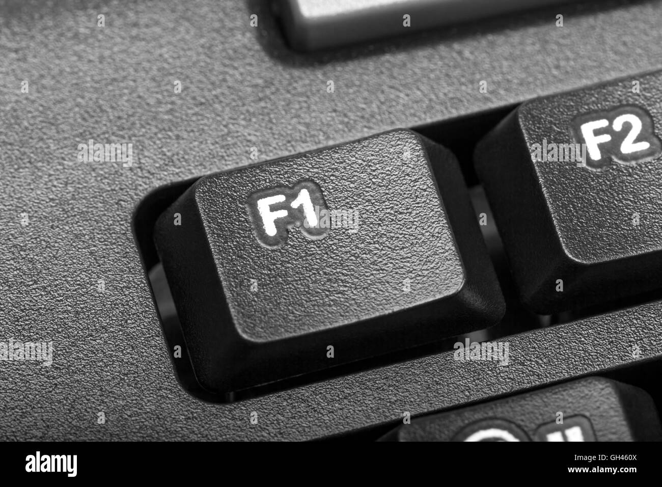 Elektronische Sammlung - Detail schwarz Computer-Tastatur mit Schlüssel f1 Stockfoto