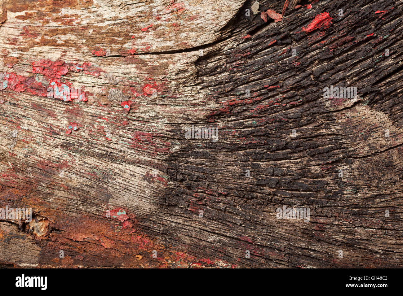 Textur der alten Farbe auf rostigen Holzoberfläche Stockfoto