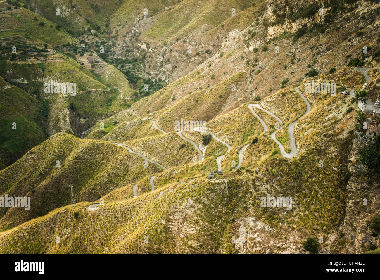 Schöne Landschaften rund um Taormina in Sizilien, von der Wurzel des Vulkan Ätna Stockfoto