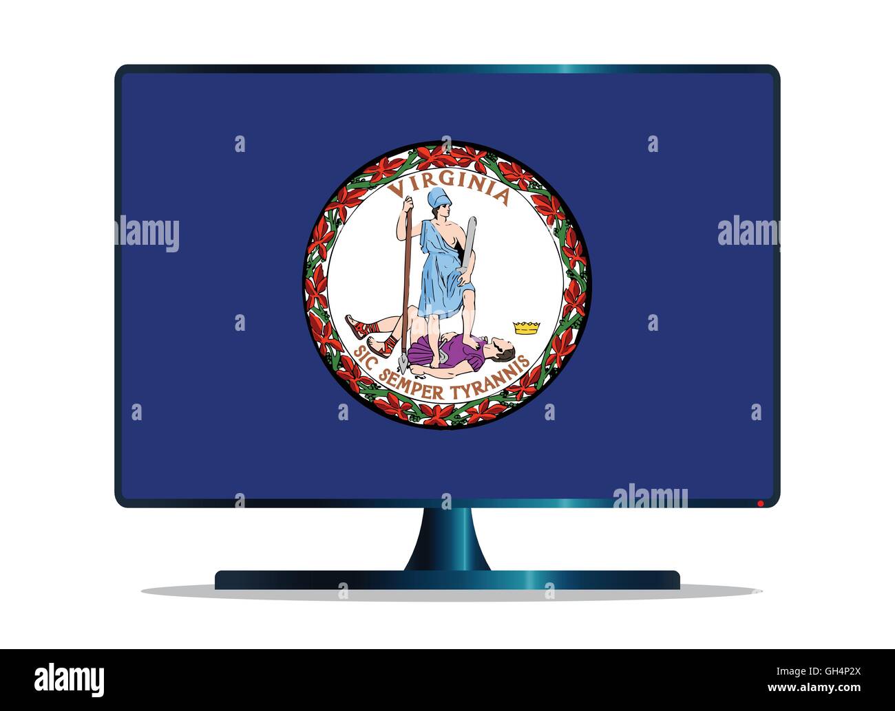Ein Fernseher oder Computer Bildschirm mit der Virginia Staatsflagge Stock Vektor