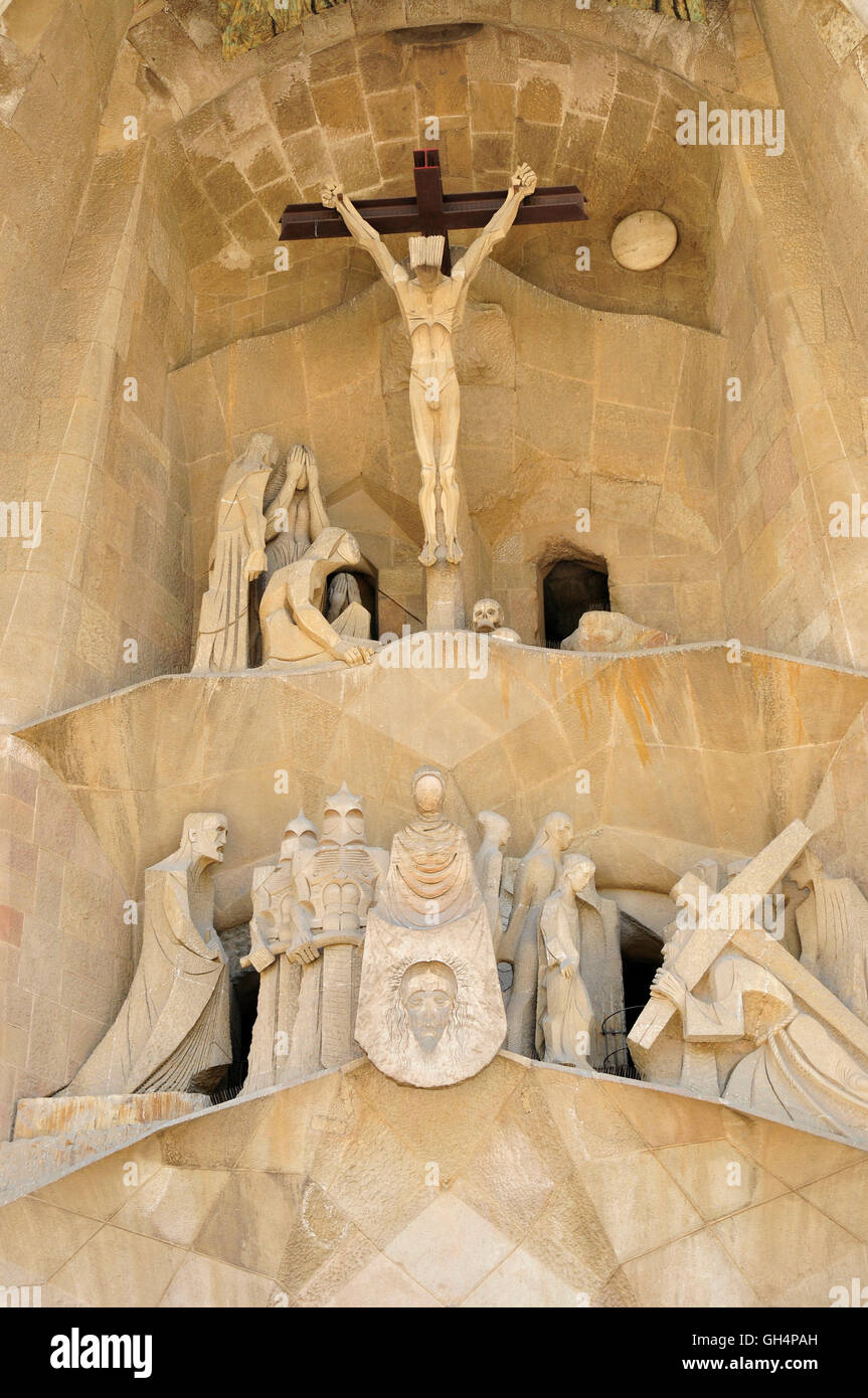 Geographie/Reisen, Spanien, Detail des Portals der Passion Christi an der Fassade der Sagrada Familia der berühmtesten spanischen builder Antoni Gaudi, Modernisme, Barcelona, Additional-Rights - Clearance-Info - Not-Available Stockfoto