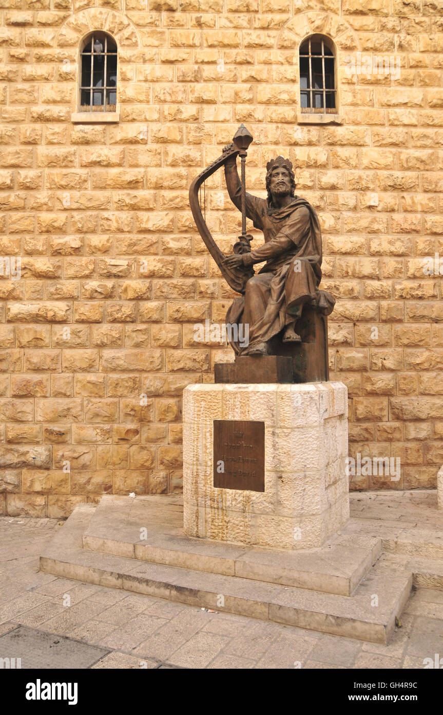 Geographie/Reisen, Israel, Jerusalem, Büste König David vor der Dormitio Kirche auf dem Berg Zion, Naher Osten, Osten, Additional-Rights - Clearance-Info - Not-Available Stockfoto