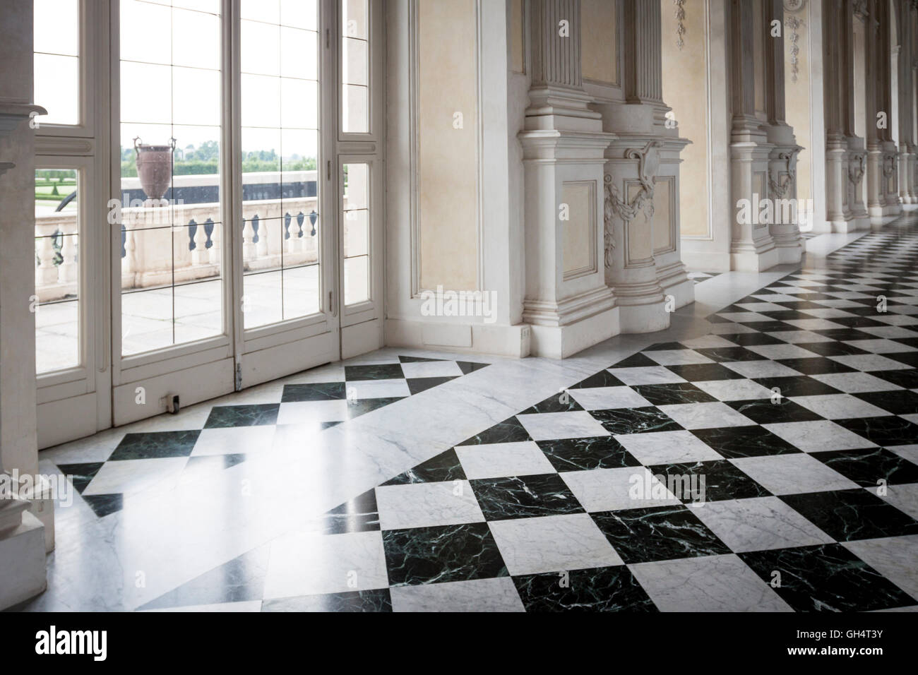 Luxuriöse Innenräume des Schlosses. Venaria Reale, Piemont. Italien Stockfoto