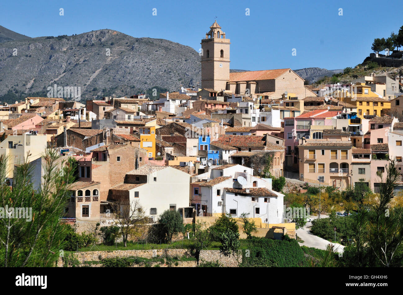 Geographie/Reisen, Spanien, Blick auf die Stadt Polop de La Marina, Costa Blanca, Additional-Rights - Clearance-Info - Not-Available Stockfoto