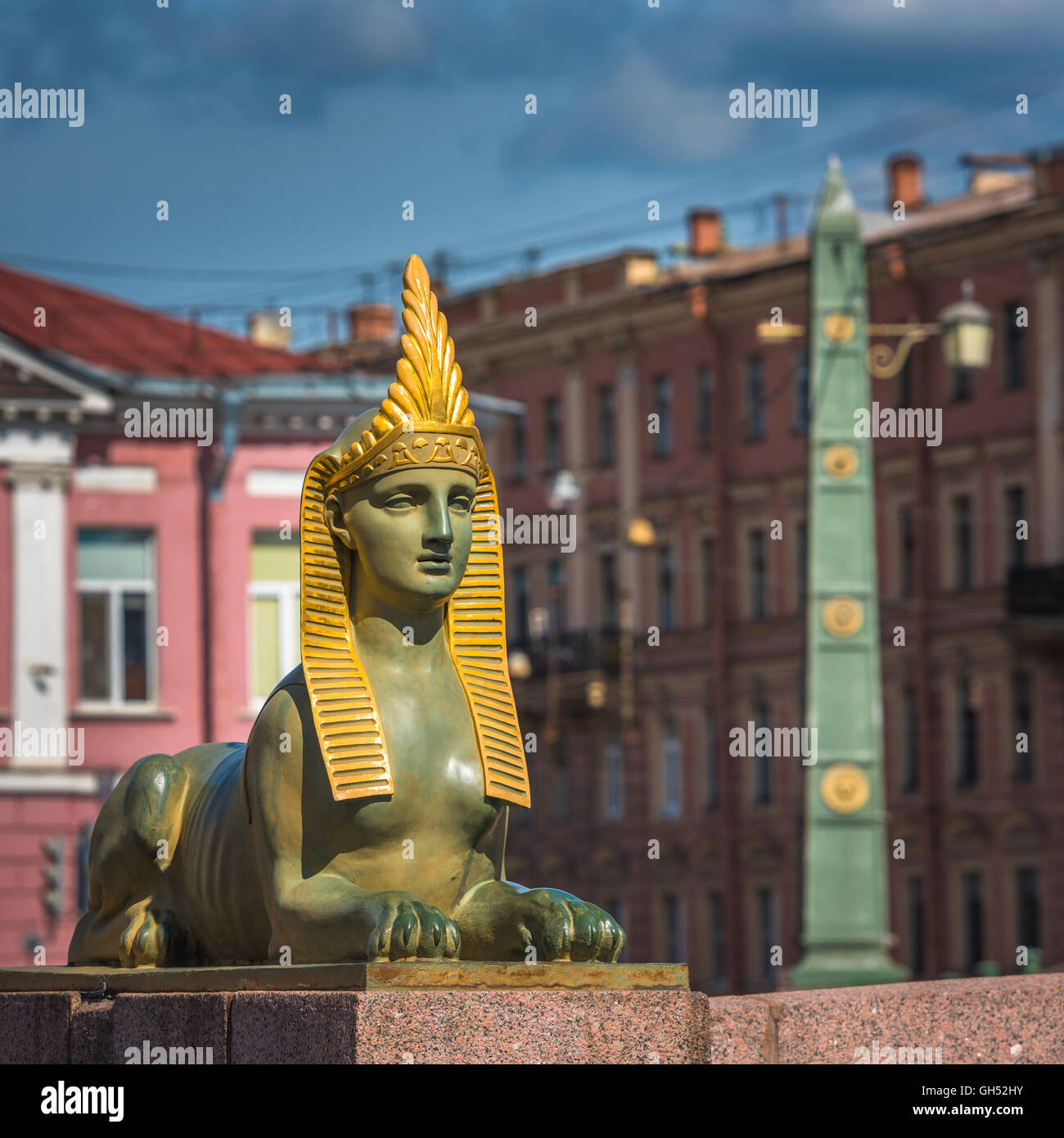 Sphinx der ägyptische Brücke über den Fluss Fontanka, Sankt Petersburg, Russland Stockfoto