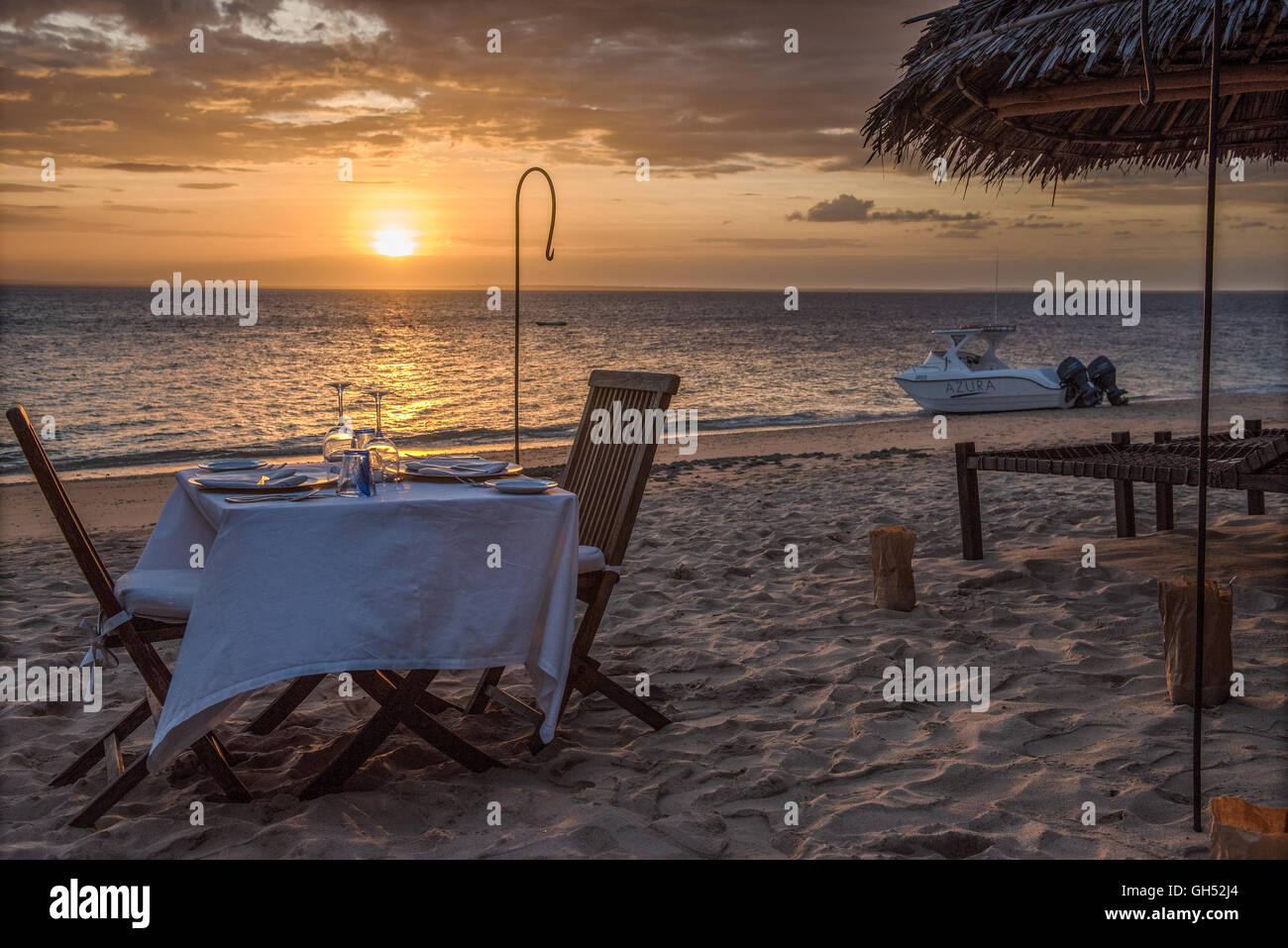 Beach Restaurant Azura Quilalea Insel Mosambik Stockfoto