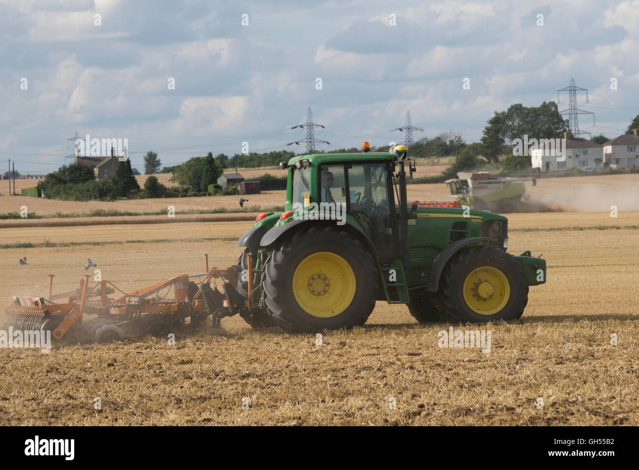 Traktor, Pflügen, Feld, Schmutz, Schlamm, John Deere, Stockfoto