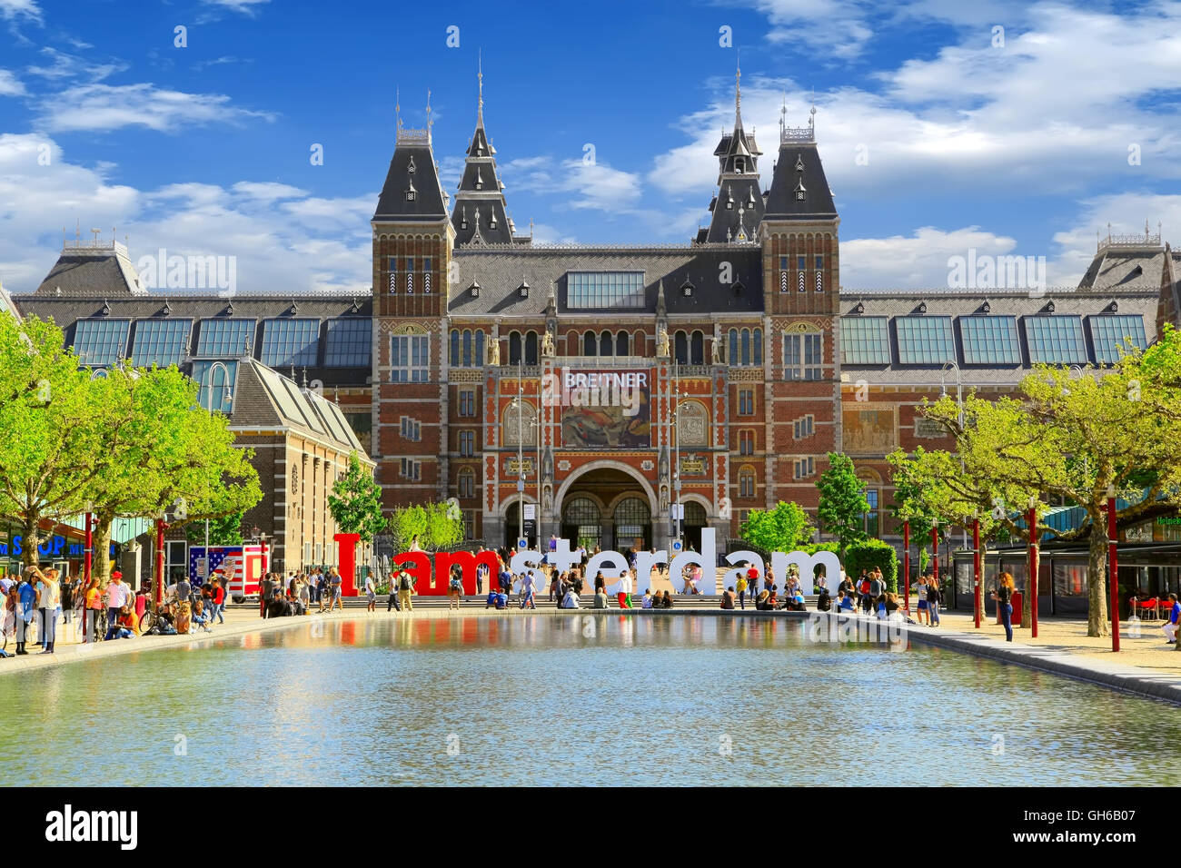 Rijksmuseum Amsterdam Museum mit Worten ich Amsterdam Stockfoto