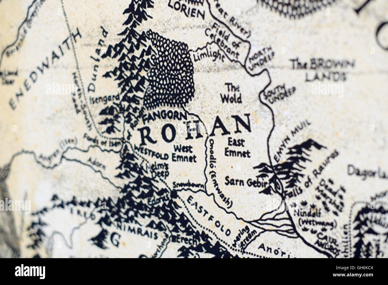 Karte von Rohan vom Herrn der Ringe von JRR Tolkien Stockfoto