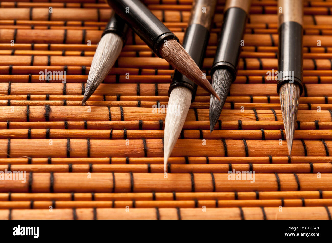 vier chinesische Kalligraphie-Pinsel Stockfoto