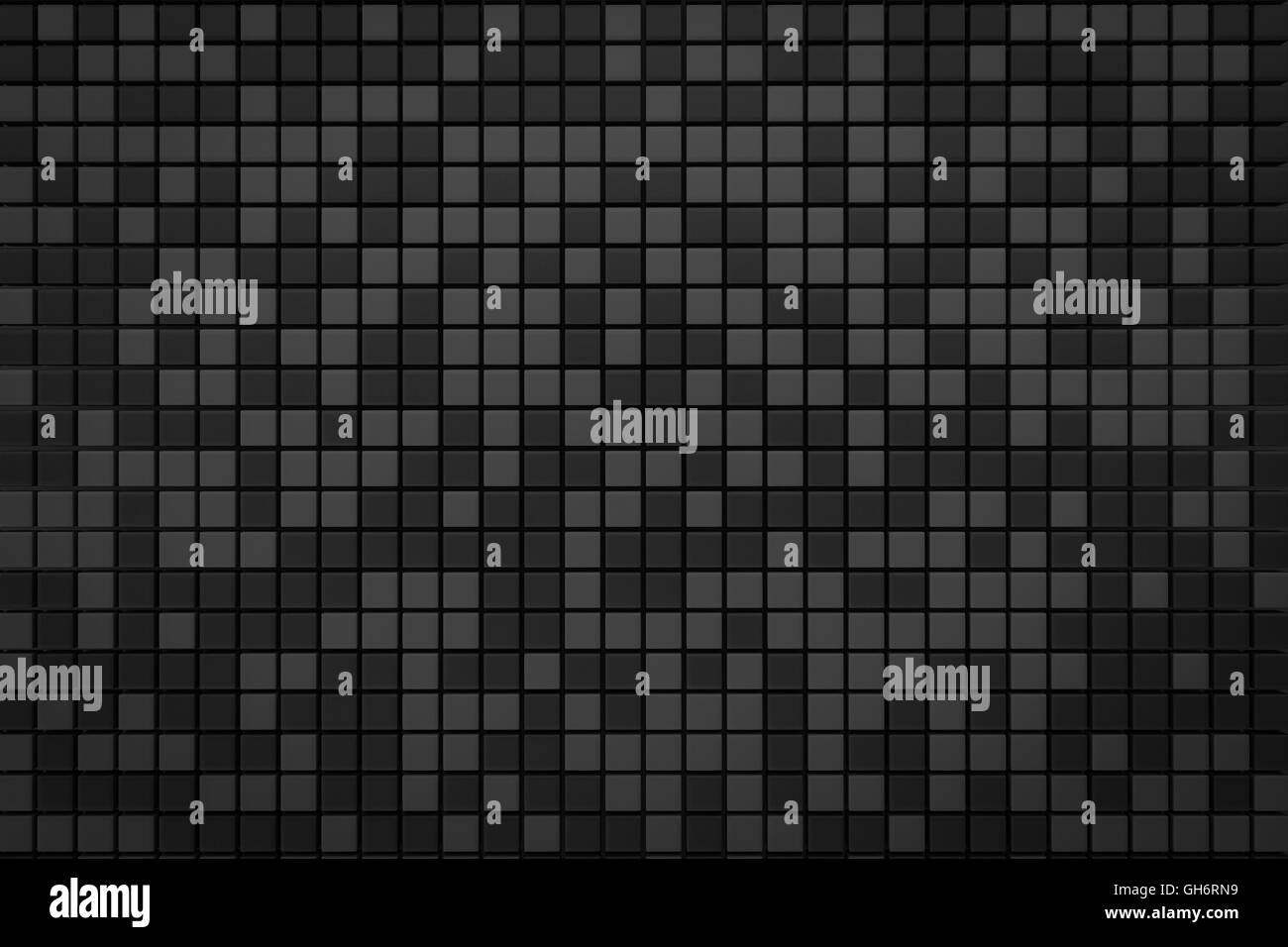 Pixel schwarz grau Raster Hintergrund 3d Render mit Textfreiraum Stockfoto