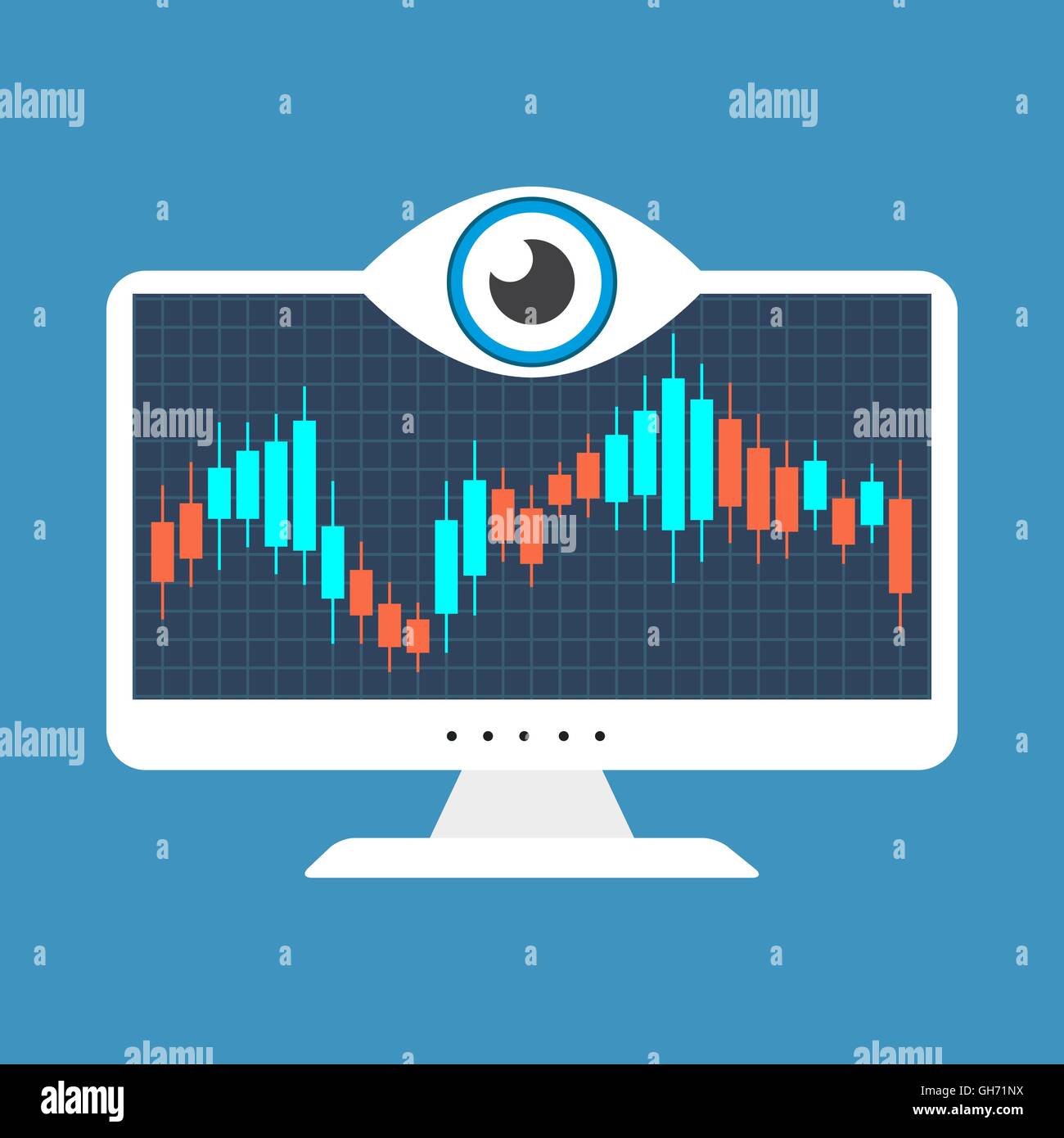 Börse-Konzept. Flaches Design stilvoll. Auf farbigem Hintergrund isoliert Stock Vektor