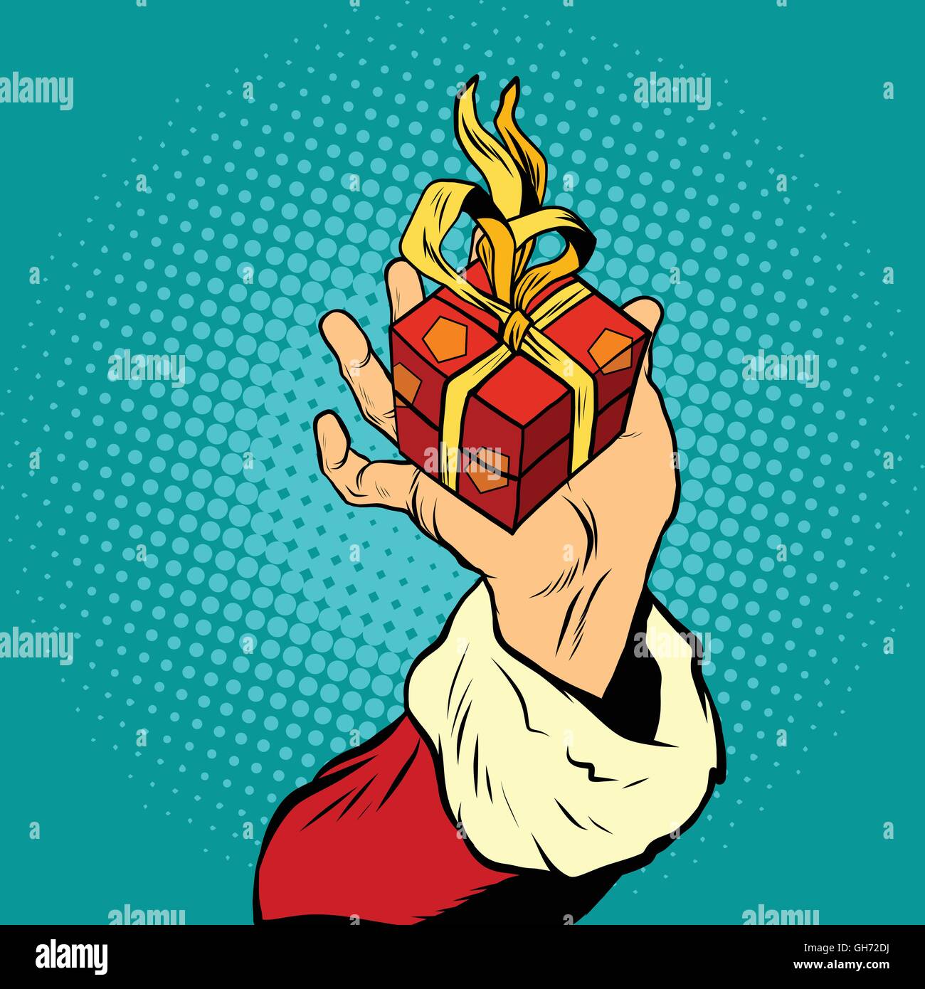 Hand der Weihnachtsmann mit Geschenk Stock Vektor