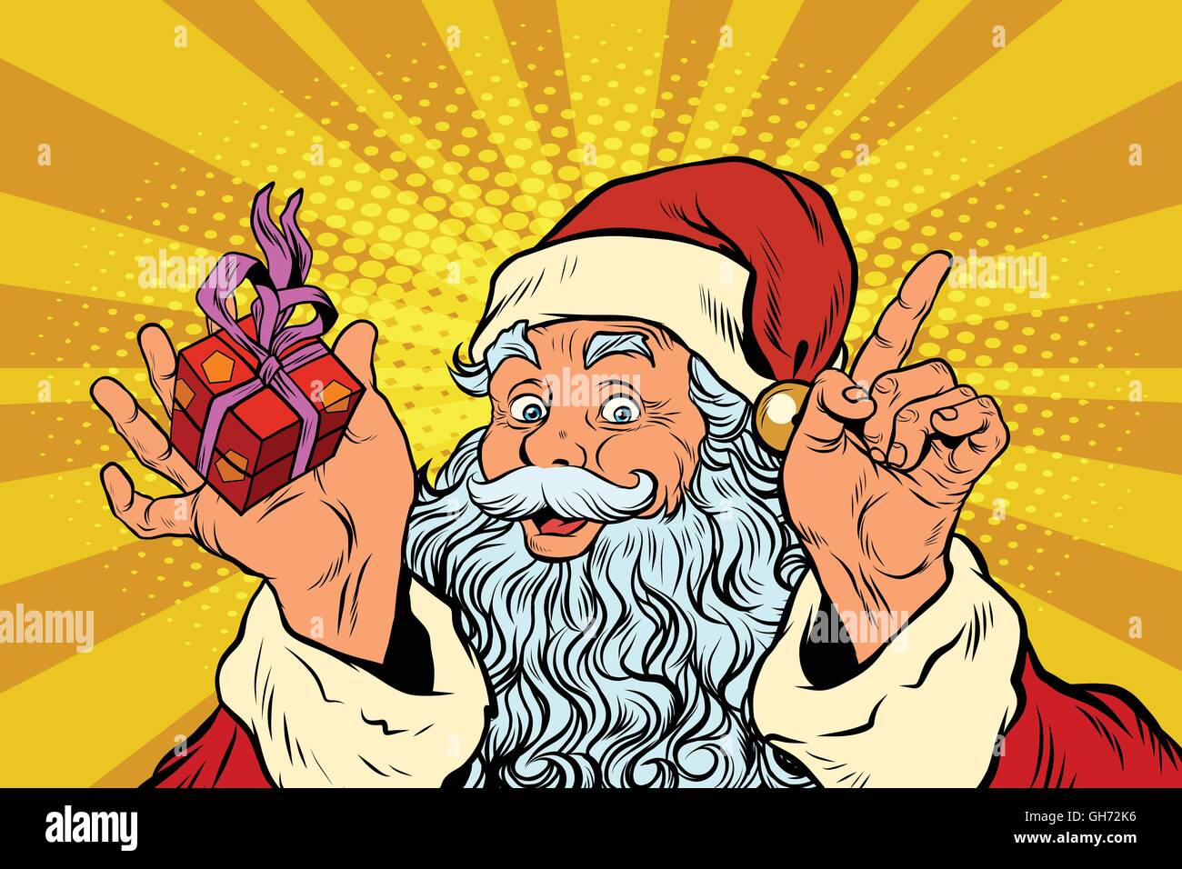 Weihnachtsmann mit Geschenk-box Stock Vektor